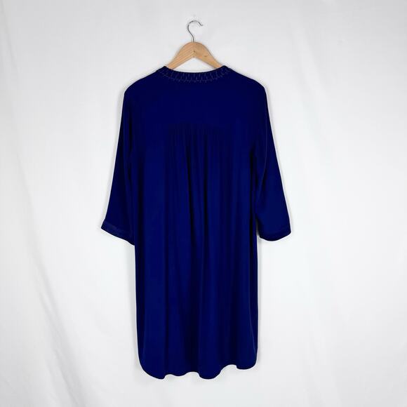 Johnny Was CALME Womens Embroidered Shift Dress Small Navy Blue - Picture 6 of 12